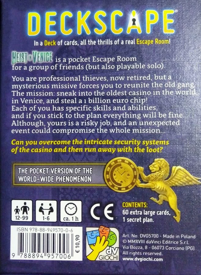 DV Games Deckscape Heist In Venice Card Games